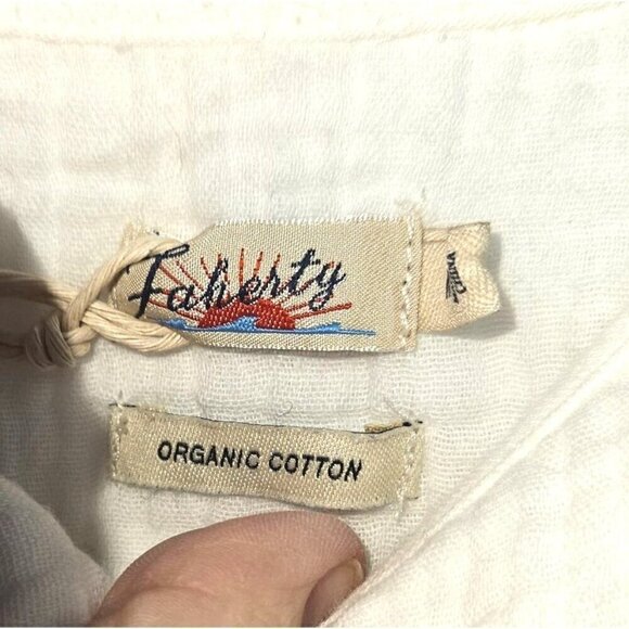 Faherty Leila Jumpsuit Sz Medium White All Organic Cotton Pockets Adj Straps NEW - Picture 10 of 16